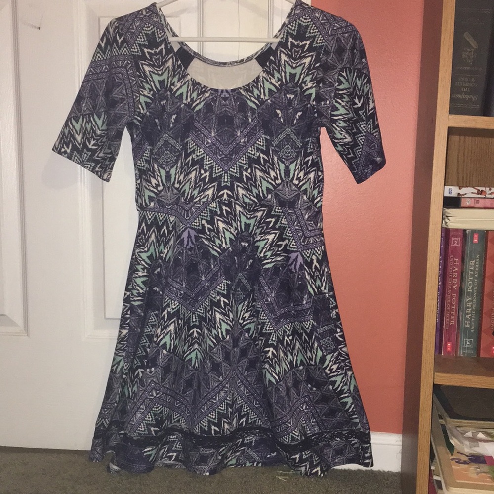 A purple multi colored dress